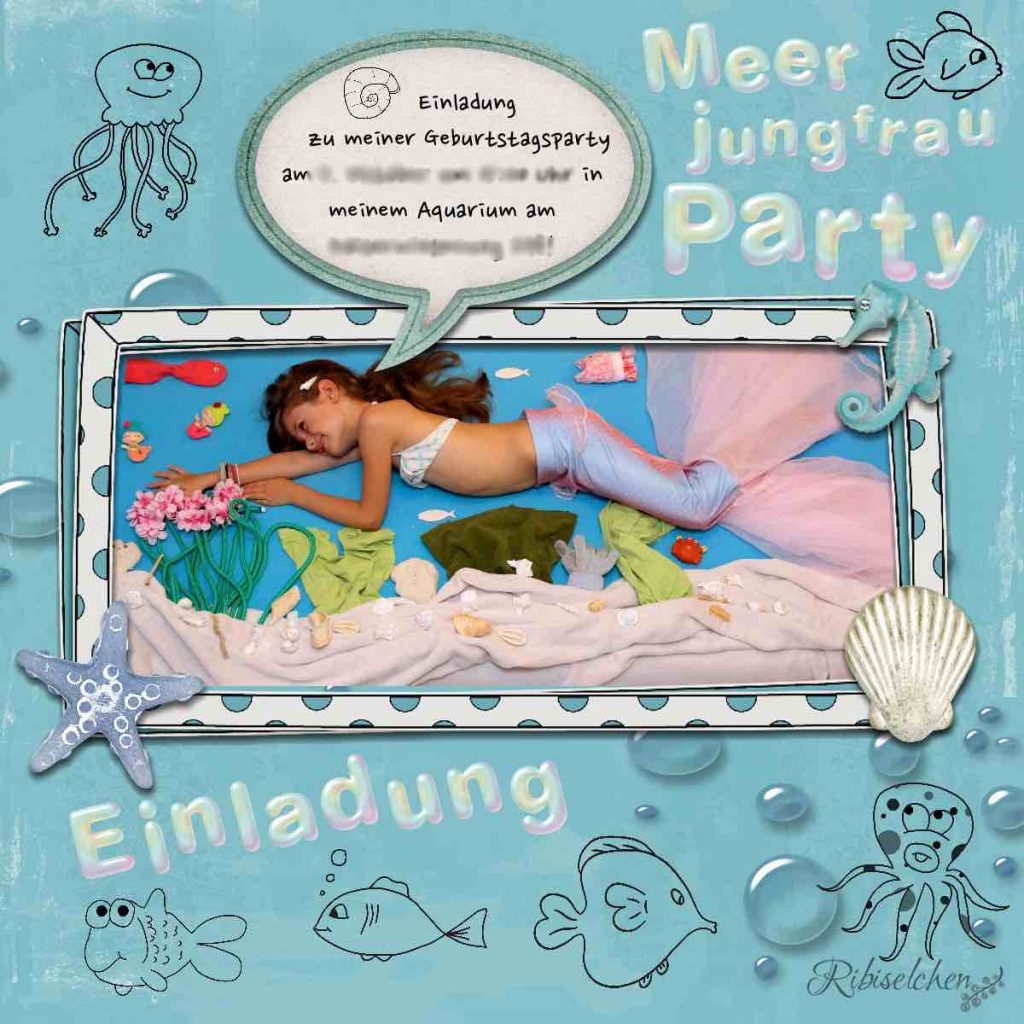 Meerjungfrauen Party Einladung